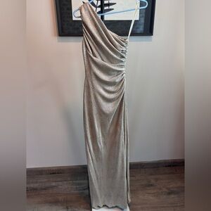 Ralph Lauren Evening One Shoulder Metallic Gown